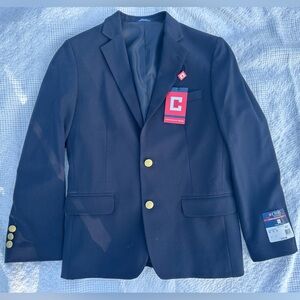 Chaps Boys Navy Performance Stretch Blazer with Gold Buttons Wrinkle Resistant